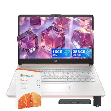 Imagem de HP Stream Laptop ultraleve de 14 polegadas para estudantes e negócios, processador Intel N150, 16 GB de RAM, armazenamento de 288 GB (128 GB UFS+conjunto de estação de ancoragem de 160 GB), 1 ano de