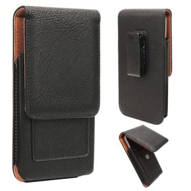 Imagem de Covthch Coldre de telefone de couro para BLU G64 G53 G44 G35 G34 /BLU Bold K50 K30 K20 K10 /BLU View 5 /BLU View 5 Pro/BLU C9, capa carteira coldre com suporte para cartão, clipe de cinto, fecho