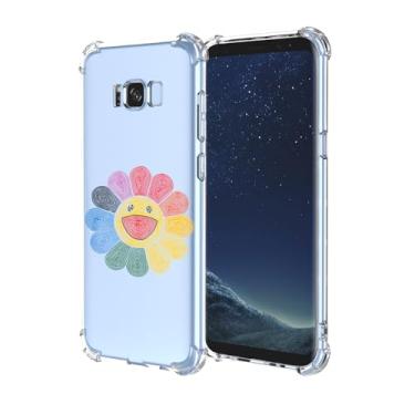 Imagem de EUAGVQY Capa para Galaxy S8 Samsung S8 SM-G9500, estampa divertida de rosto sorridente transparente à prova de choque TPU macio antiarranhões capa protetora para celular para Samsung Galaxy S8 (rosto