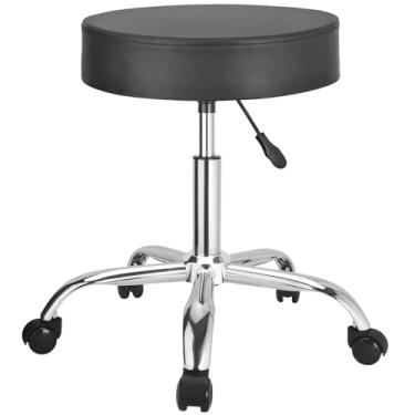 Imagem de JOSTZHXIN Banqueta giratória redonda ajustável em altura para salão de tatuagem, spa, massagem, cadeira de escritório em casa