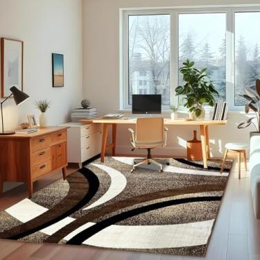 Imagem de 1 Tapete Escritório Grande Belga Luxo Es Mo 200 x 250 Vr (D4Mod Bege Preto Branco Marrom - Moderno Manchado Abstrato)