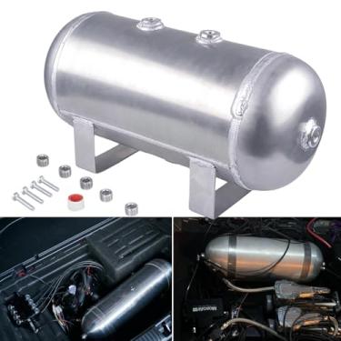Imagem de CNRAQR Sistema integrado de compressor de ar de 6 litros de alumínio para tanque de ar de 1,6 galão 12V 1/4NPT para trem, caminhão, reboque, trem, suspensão de ar automotiva, compressor de buzina de