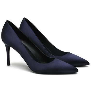 Imagem de MOOMMO Sapatos femininos clássicos de salto alto, bico fino, sem cadarço, salto stiletto, bico fino, fechado, sandálias de salto gatinho de 7,6 cm, escritório, feminino, festa de casamento, formal