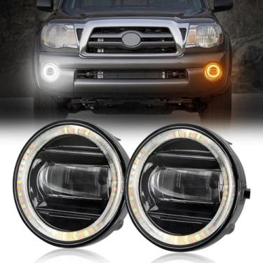 Imagem de SUPAREE Conjunto de faróis de neblina de LED com anel halo branco DRL/seta amarelo para Tacoma 2005-2011/Tundra 2007-2013/Solara 2004-2006/Sequoia 2008-2015, 2 pacotes