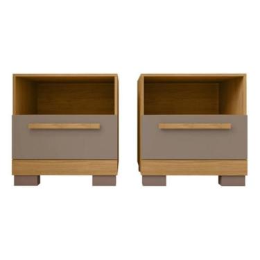 Imagem de Mesa De Cabeceira Caemmun Zeus Mel E Cinza 51X45X38 Cm