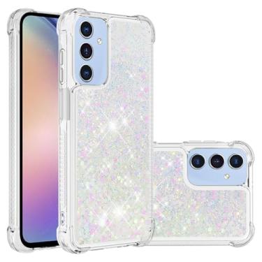 Imagem de Capa de telefone areia movediça com brilho líquido dinâmico para samsung galaxy a05 a05s 4g a15 5g capa de silicone, branca, para galaxy a15 5g