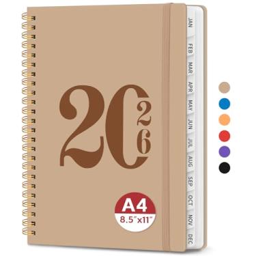 Imagem de Agenda 2026, agenda semanal e mensal, janeiro de 2026 a dezembro de 2026, agenda de calendário de capa dura com abas e bolso interno, material escolar para mulheres e homens - A4 (21,6 cm x 28 cm