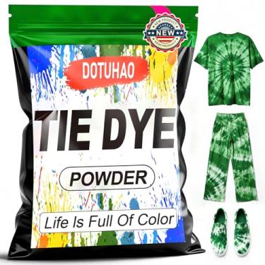 Imagem de DOTUHAO Pó tie dye, corante de tecido verde, 450 g para roupas, corantes criativos para roupas, perfeitos para artes e artesanato, arte em tecido DIY (verde, 500 g)