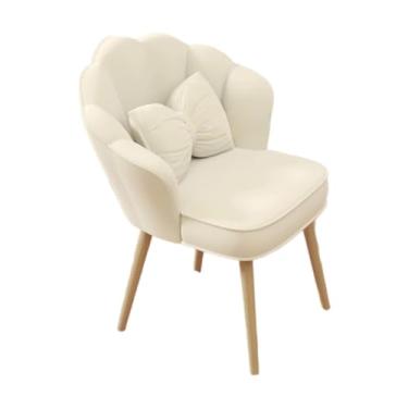 Imagem de FytStycale Cadeira de Vaidade, Cadeira de Maquiagem, Poltrona Traseira Curvada Decorativa Macia Bonito com Travesseiro para Café Escritório Sala de Estar, Off white
