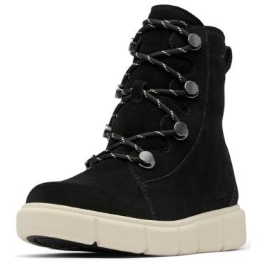 Imagem de SOREL Bota de neve feminina Explorer III Joan impermeável, preta/giz, 37, Preto/Giz, 7.5