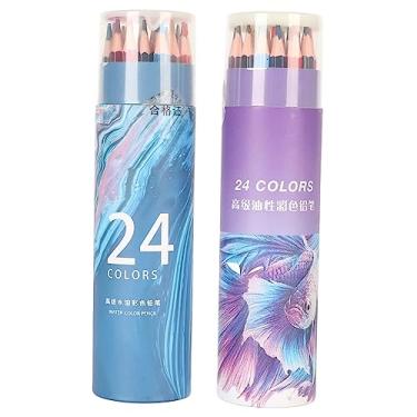 Imagem de Lápis de cor Lápis de desenho Lápis de arte 48 unidades Solúvel em água à base de óleo Hex Vibrante pré-afiado para colorir Esboço Pintura Adultos Crianças Artistas Iniciantes