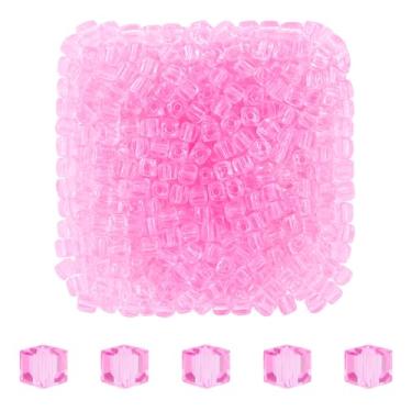 Imagem de Mandala Crafts Contas de cristal de cubo rosa de 3 mm – 500 contas de vidro facetadas para fabricação de joias, suprimentos de contas, artesanato DIY, pulseiras, colares, brincos e contas