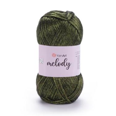 Imagem de YarnArt Melody – Fibra de brilho metálico para tricô, crochê e bordado, novelo de 100 g, 230 m, mistura premium de 70% poliamida, 21% acrílico, 9% lã (898)
