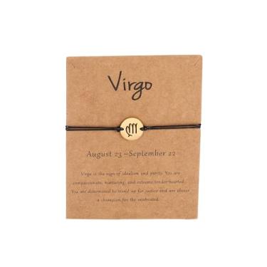 Imagem de Pulseira do zodíaco para mulheres, joias de constação, signo de astrologia, câncer, leão, virgem, ajustável, pulseira moderna, signo de estrela, presentes, Medium, Latão, Sem Pedra Preciosa