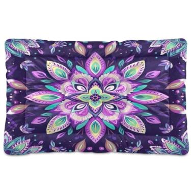 Imagem de Wassud Cama de cachorro com padrão mandala para cães pequenos, lavável, impermeável, para viagem, tapete portátil para gatos com fundo antiderrapante para ambientes internos e para dormir 45 x 61 cm