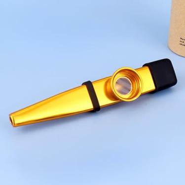 Imagem de Kazoos com diafragmas de flauta Kazoo, instrumentos musicais, bom presente para adultos, um bom companheiro para ukulele, violino, guitarra, teclado de piano - ouro
