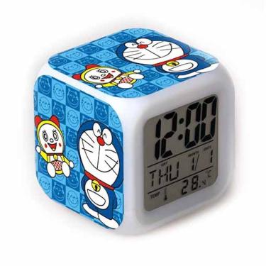 Imagem de Despertador digital LED Doraemons Square 8x8x8cm para crianças