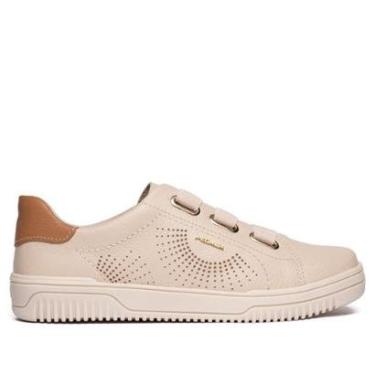 Imagem de Tênis Feminino Pegada Couro Calce Fácil Trip Bege/Marrom-Feminino