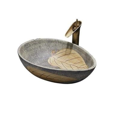 Imagem de Vessel Vanity Sink porcelana cerâmica moderna pia banheiro vaso arte bacia com torneira moderna bancada