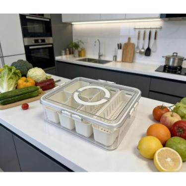 Imagem de Organizador de Geladeira Hermético com Divisórias – Pote Organizador Multiuso para Alimentos e Organização de Cozinha(K0622)