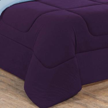 Imagem de Kit Edredom + Jogo De Lençol Malha 100% Algodão Gran Moratta 6 Peças Queen - Roxo /Azul Bebê