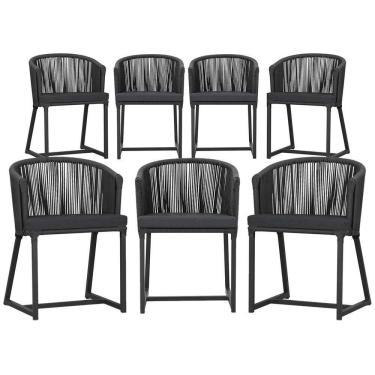 Imagem de 7 Cadeiras De Jantar área Noronha Preta E11 Trama  Preto