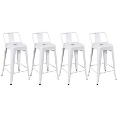 Imagem de Kit 4 Banquetas Médias Iron Tolix Com Encosto 66cm Branco