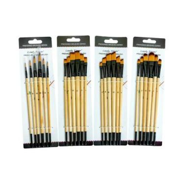 Imagem de Conjunto De 5 Pincéis De Pintura Acrílica Profissionais Com Ponta Fina