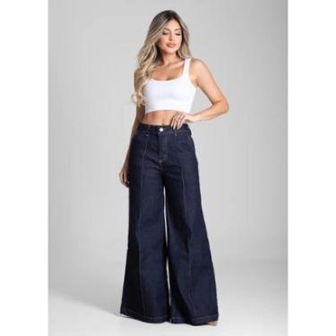 Imagem de Calça Jeans Sawary Wide Leg Petit Ideal para baixinhas não precisa fazer barra 282628-Feminino