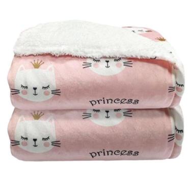 Imagem de Cobertor Infantil Laço Bebê Sherpa 70x100 cm Gata Rosa 51366