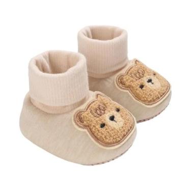 Imagem de Sapatos Para Bebês Com Design De Urso Em Cartoon, Isolamento De Algodã