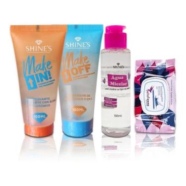 Imagem de Kit Limpeza Facial Make In Make Off Água Micelar Lenço - SHINE'S
