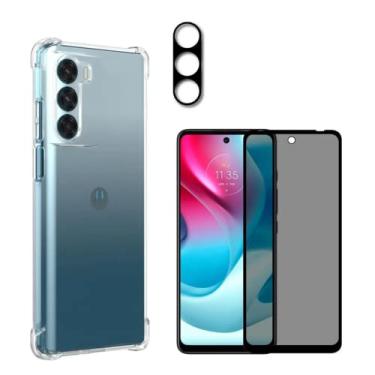 Imagem de Kit Capa Capinha Compatível Com Moto G200, Película Privacidade Anti Spy e Proteção da Lente - (Hard Glass Store)