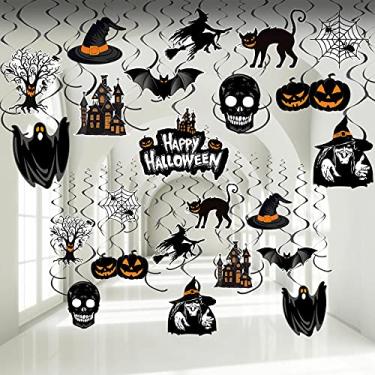 Imagem de Decorações de Halloween em espiral para pendurar no teto, decoração em espiral, Halloween, bruxa, abóbora, fantasma, decorações para casa, sala escolar, escritório, festa de Halloween, 30 peças