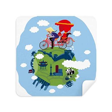 Imagem de Pano de limpeza de óculos de arte chinesa The Great Wall Cleaner, tecido de camurça 2 peças