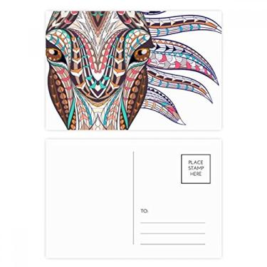 Imagem de Conjunto de cartão postal com design de cavalo colorido estilo mosaico, cartão de felicitações de aniversário