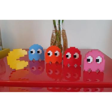 Imagem de Kit decorativo tema Pac Man Geek fabricado via impressão 3D - Decoração com estilo