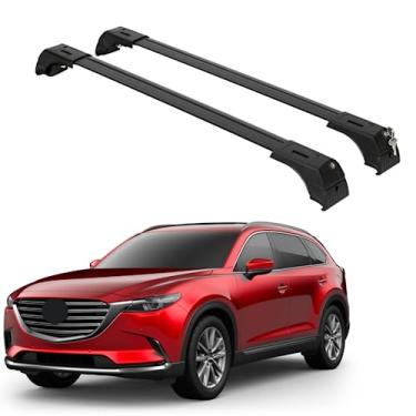 Imagem de ERKUL Barras transversais de rack de teto para Mazda CX9 2016-2023 | Barras transversais de alumínio com trava antirroubo para telhado, transportador de carga, bagagem, caiaque, canoa, bicicleta | Preto