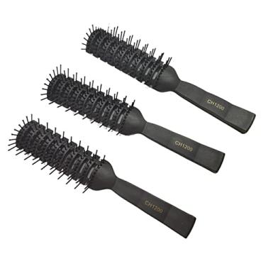 Imagem de Pacote com 3 escovas de cabelo para ventilação para cabelo, secagem rápida, antiestática, desembaraçante, pente para cabelo longo, curto, molhado, encaracolado, liso, masculino, feminino (preto)