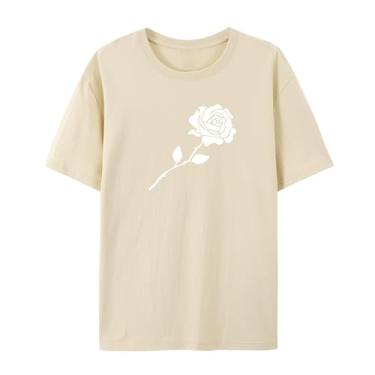 Imagem de Camiseta com estampa rosa para esposa para homens e mulheres por amor, Caqui, P