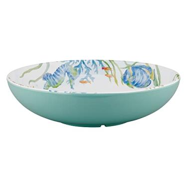 Imagem de UP Tigela de melamina para servir, tigela de salada grande de 29 cm, tigela para servir alimentos sem BPA (serenata de vida marinha)
