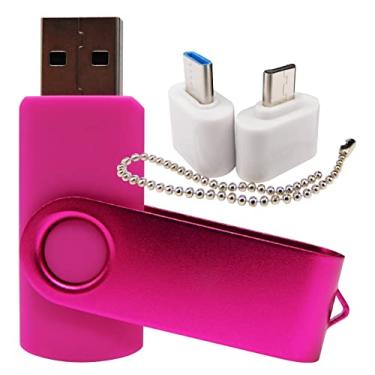 Imagem de Pen Drive USB de capacidade mini pen drives com 1 OTG (micro USB) e 1 adaptador tipo C (USB-C) para celular (rosa 256 MB)