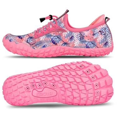 Imagem de CROVA Tênis infantil para esportes aquáticos, ultraleve, totalmente drenagem, secagem rápida, meias aquáticas sem cadarço para meninos e meninas, Algas coloridas, 21 BR