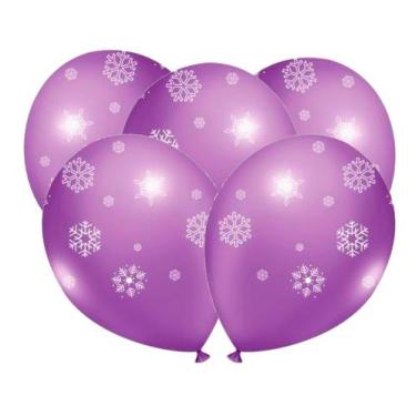 Imagem de 25 Bexigas Balão N9 Decoração Frozen Floco de neve Festa lilás - joy