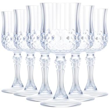Imagem de Pinkunn 6 peças de copos de vinho vintage de plástico de 200 ml, reutilizáveis, copos coloridos estampados, copos de água potável, podem ser lavados na máquina de lavar louça para festa de recepção de