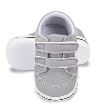 Imagem de SABATUTU Tênis de lona para bebês meninos e meninas, antiderrapante, sola macia, recém-nascido, leve, para bebês de 0 a 18 meses, 03/Cinza, 6-12 Meses