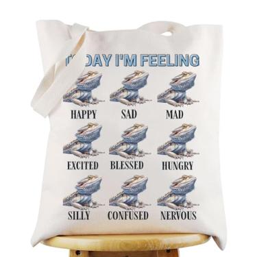 Imagem de G2TUP Sacola engraçada Geckos Leopard Gecko Lover Gift Today I'm Feeling Happy Geckos Bolsa de ombro Gecko Lizard Merch, Today I'm Feeling Happy