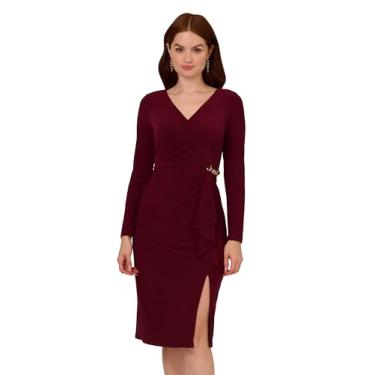 Imagem de Adrianna Papell Vestido curto feminino Matt Jersey, Vermelho enegrecido, 36