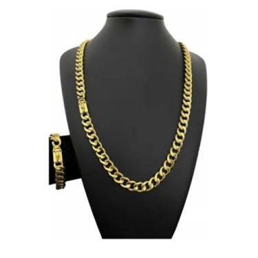 Imagem de Cordao Pit Bull + Pulseira 10mm Banhado A Ouro 18k - A.R Variedades MT