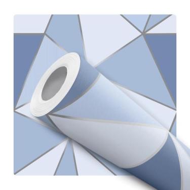 Imagem de Papel De Parede Vinílico Geométrico Azul Diamante Sala e Quarto 5m - S